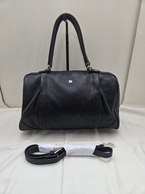 Ora Delphine Black Satchel Bag Gold Hardware Top Handle Crossbody